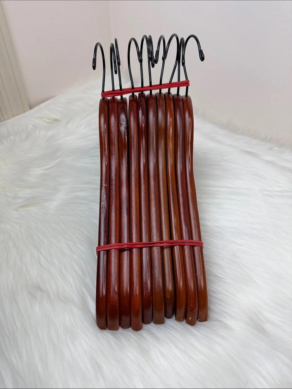 Brookstone Premium Wooden Suit Hangers in Mahogany  - Set of 10